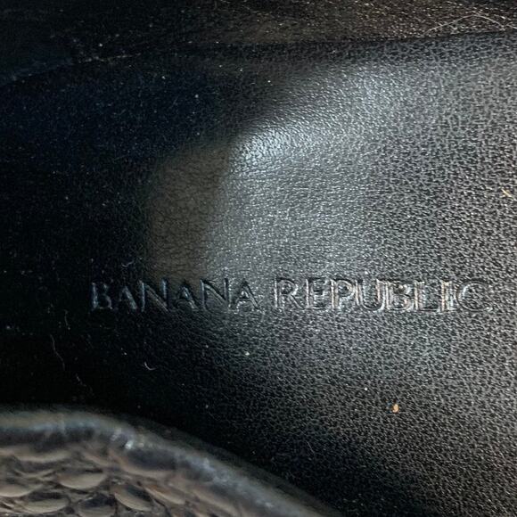 Banana Republic Loafers Black Croc Embossed Leather Flats Womens 10 - Picture 8 of 8